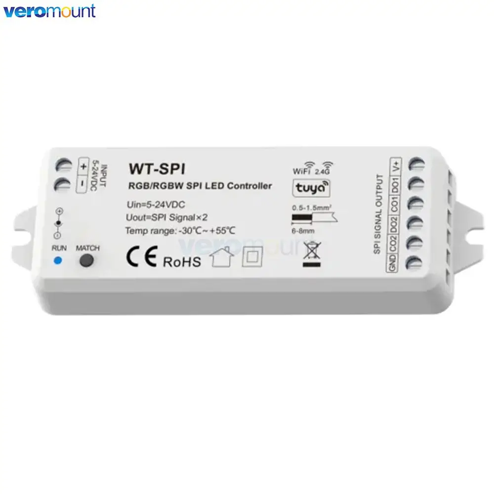 Skydance WT-SPI Tuya WiFi 2.4G RF Wireless Remopte RGB/RGBW Pixel IC SPI LED Controller dla DC 5-24V WS2812B WS2811 Pixel Strip