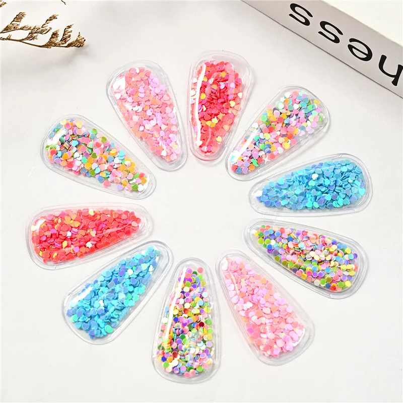 20Pcs/Lot Children Hair Accessories DIY Transparent Shaped Inflatable Sequin Water Drop Hair Clip Girls Head Decoration Material