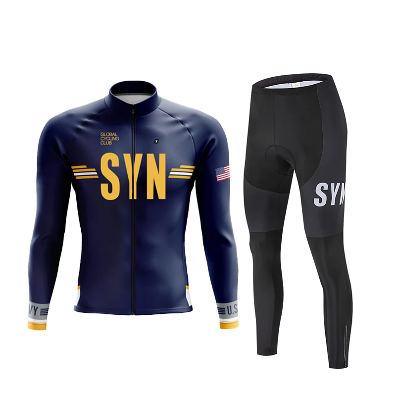 2026 SYN بدلة ركوب الدراجات مجموعة الخريف والشتاء بدلة ركوب الدراجات الرجال طويلة الأكمام الدراجات جيرسي الطريق الدراجات قميص رياضي ركوب الدراجات مريلة #5