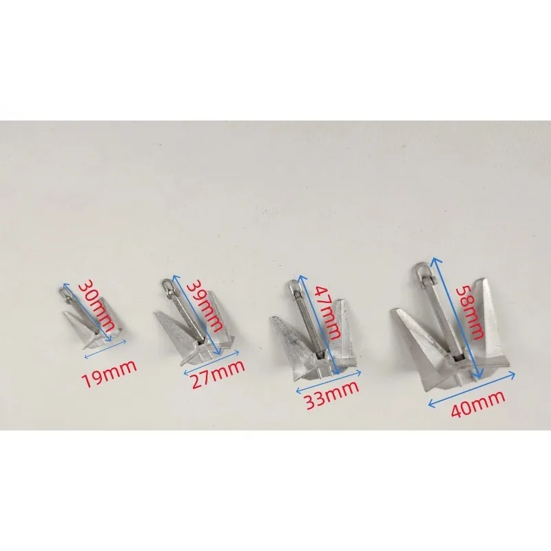2pcs RC Boat Model Bower Anchor with Movable Rod Length 58/47/39/30mm Mini Head Anchor for DIY Marine Toy Decoration Accessories
