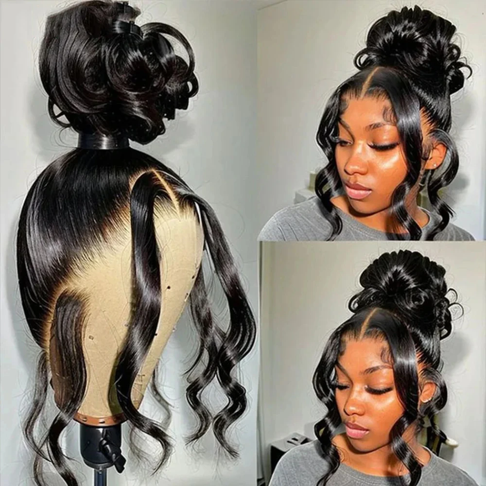 Body Wave 360 Lace Front Wig Human Hair 30 Inches HD Lace Wig Water Wave Hidden Drawstring 360 Full Lace Frontal Human Hair Wigs Pre Plucked