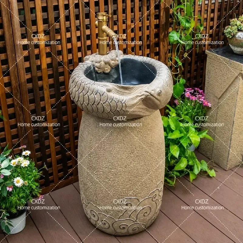 Outdoor Wash Basin Household Balcony Floor to Ceiling Integrated Column Sink Garden Courtyard Freestanding Pedestal Lavatory