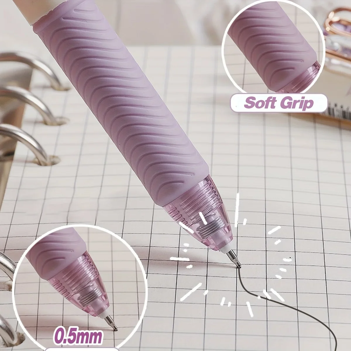4 Stück Niedliche Blumen-Gelstifte, Einziehbarer Gelstift, 0,5mm Schnelltrocknender Schwarzer Tintenstift, Niedlicher Stift, Feinspitzenstift, Glatter Schreibstift – Detail 6