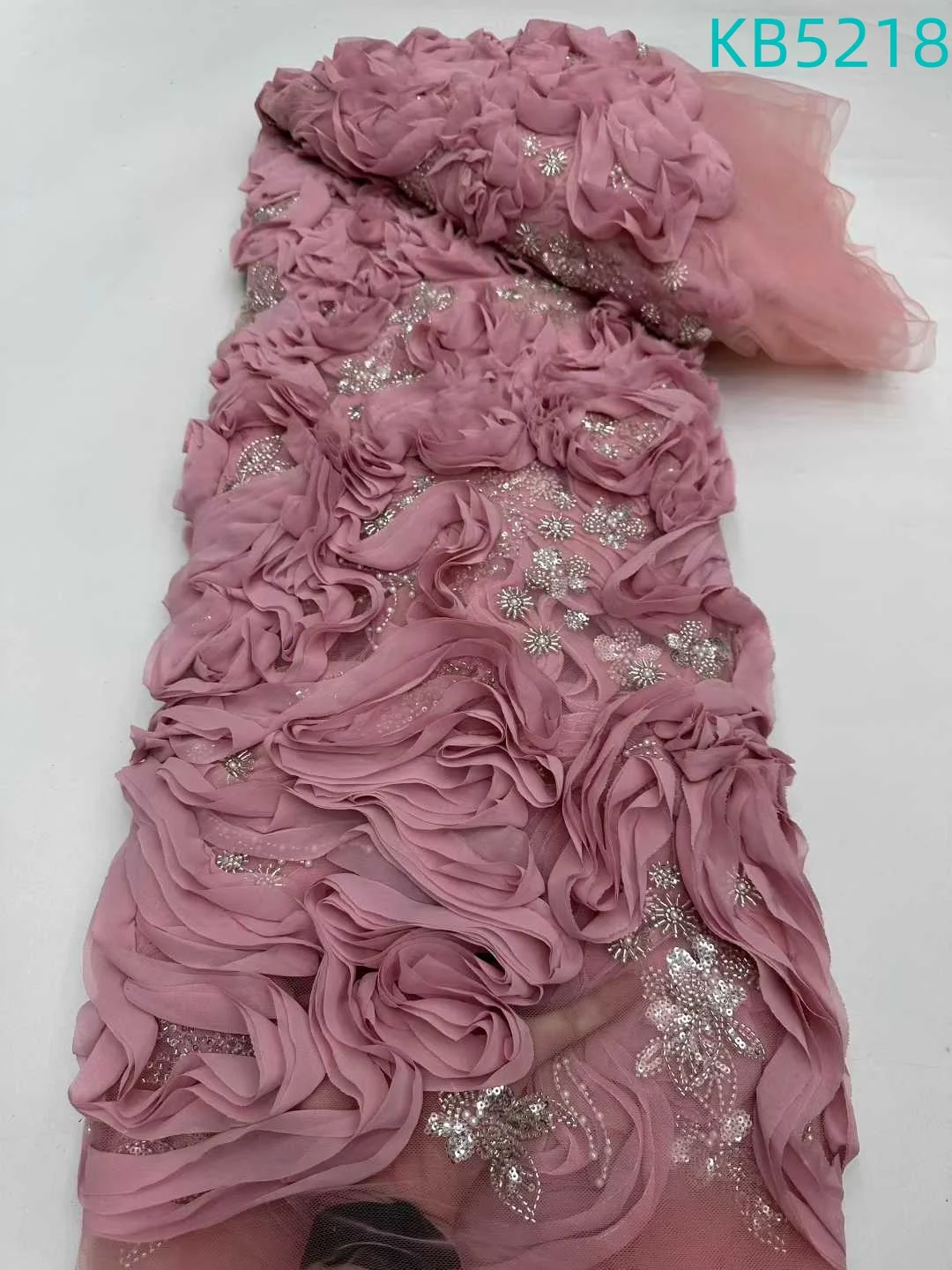 

Sky Blue Beaded French Mesh Lace Fabric African Lace Fabric 5 Yards High Quality 2025 Sequence Tulle Lace For Sewing KB5218