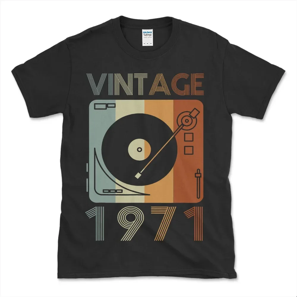 Vintage 1971 Retro Record Player Birthday Premium Tee T-Shirt  Tees High Quality 100%Cotton Short Sleeve