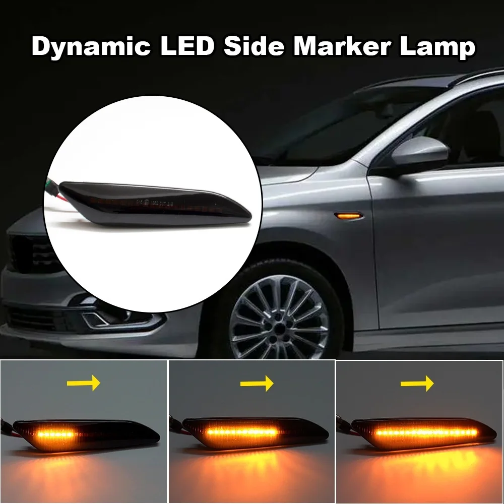 For Alfa Romeo 147 156 Fiat Egea Tipo Lancia Delta Ypsilon 3 Sequential Flashing Car LED Turn Signal Side Marker Light 2PCS