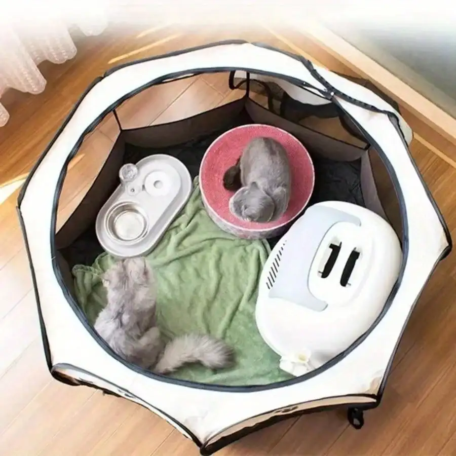 Foldable Octagonal Pet Playpen Thick Reinforced Waterproof Washable Mesh Enclosure Portable Space Saving Exercise Pen Safety Gate For Small Dogs Puppies Cats Kittens Indoor Outdoor Pet Crate - view 5