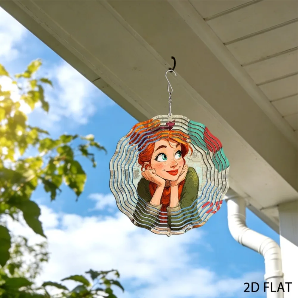 Redhead Girl Outdoor Garden Wind Chime 10 Inch Iron Yard Art Party Decor