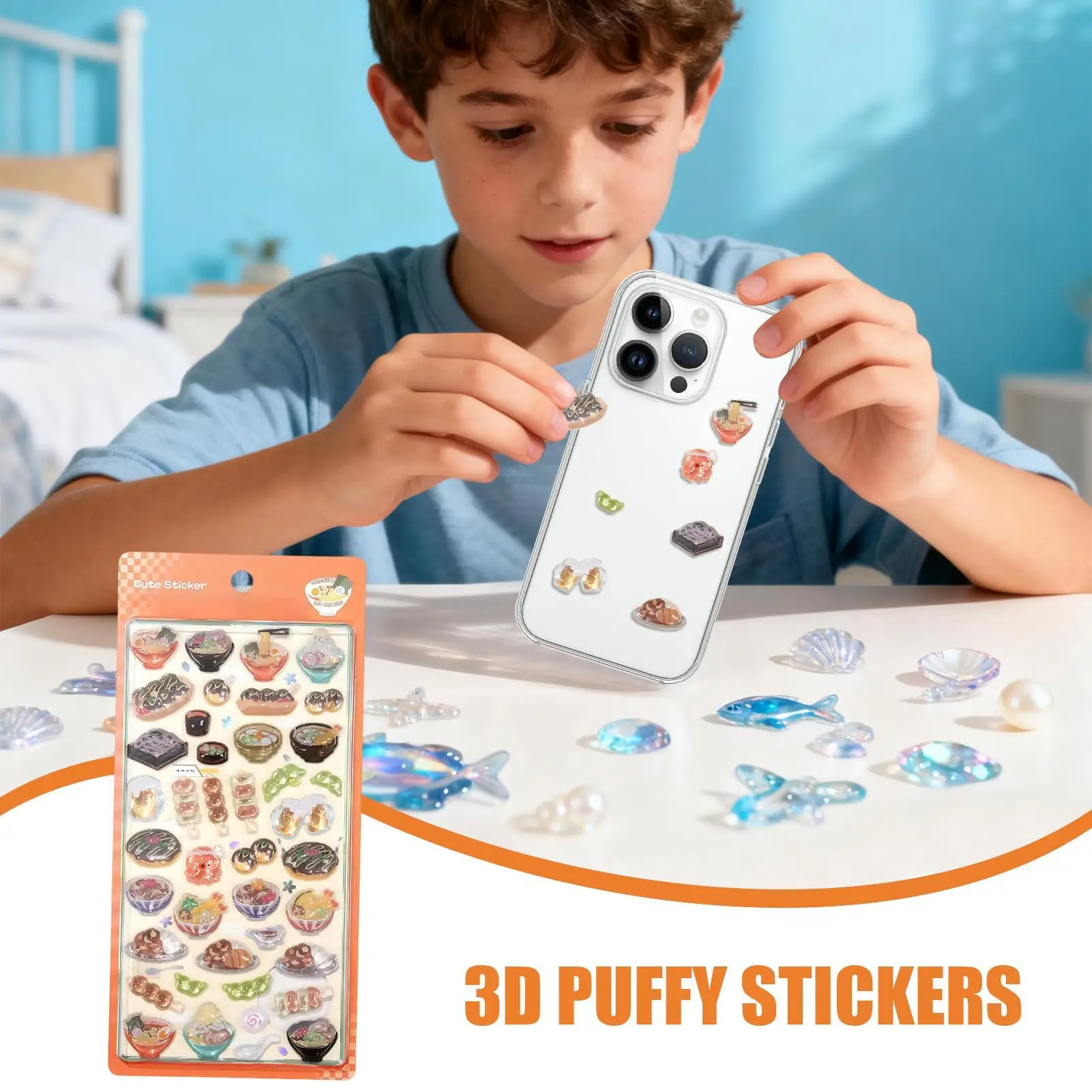 3D Stickers for Kids Japanese Style Scrapbook Decals Sticker Sheets for Laptops Phone Case Party Birthday Classroom Activity