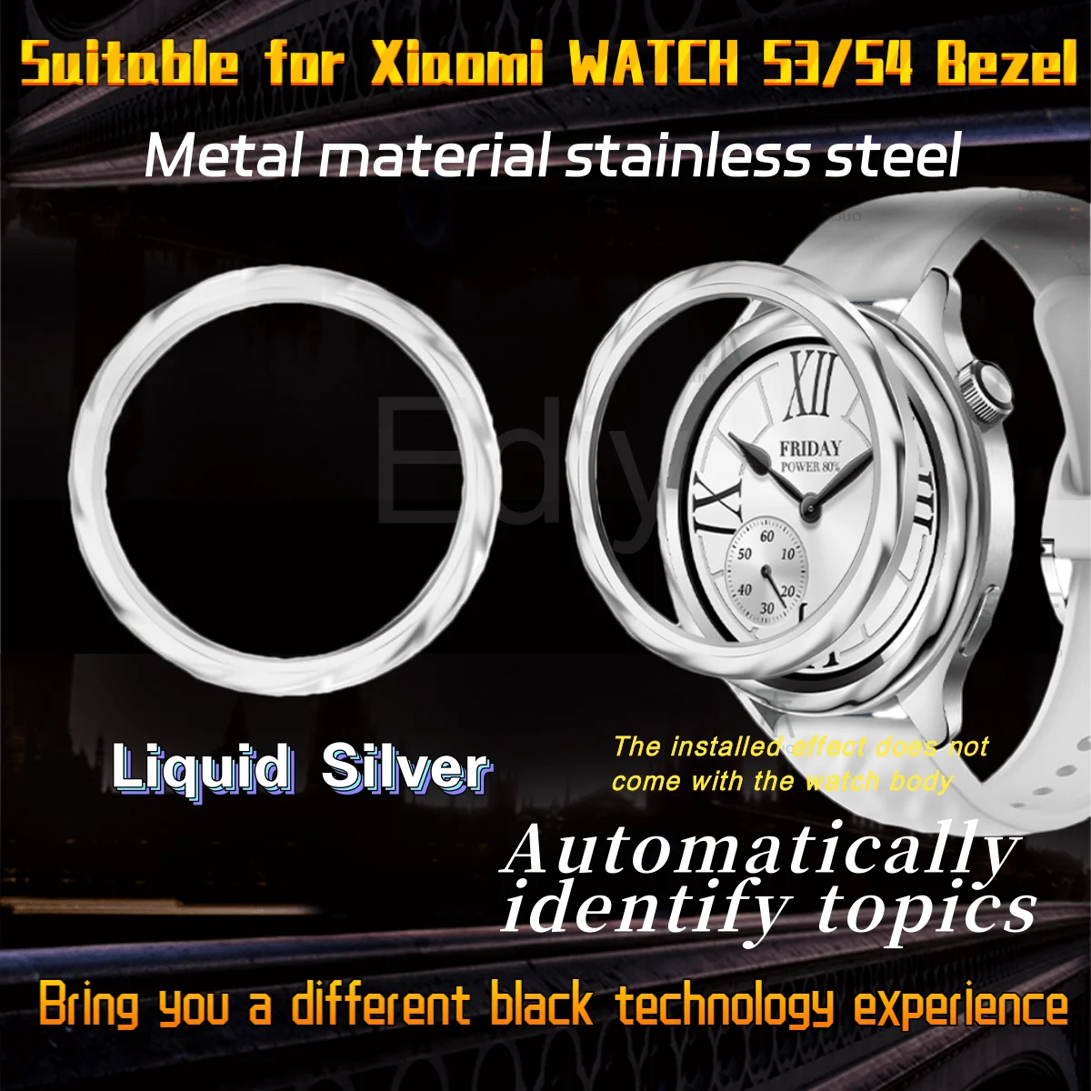 

Suitable for Xiaomi Watch S3/S4 Bezel Stainless Steel Liquid Silver WatchS3 Replacement dial Protection Ring