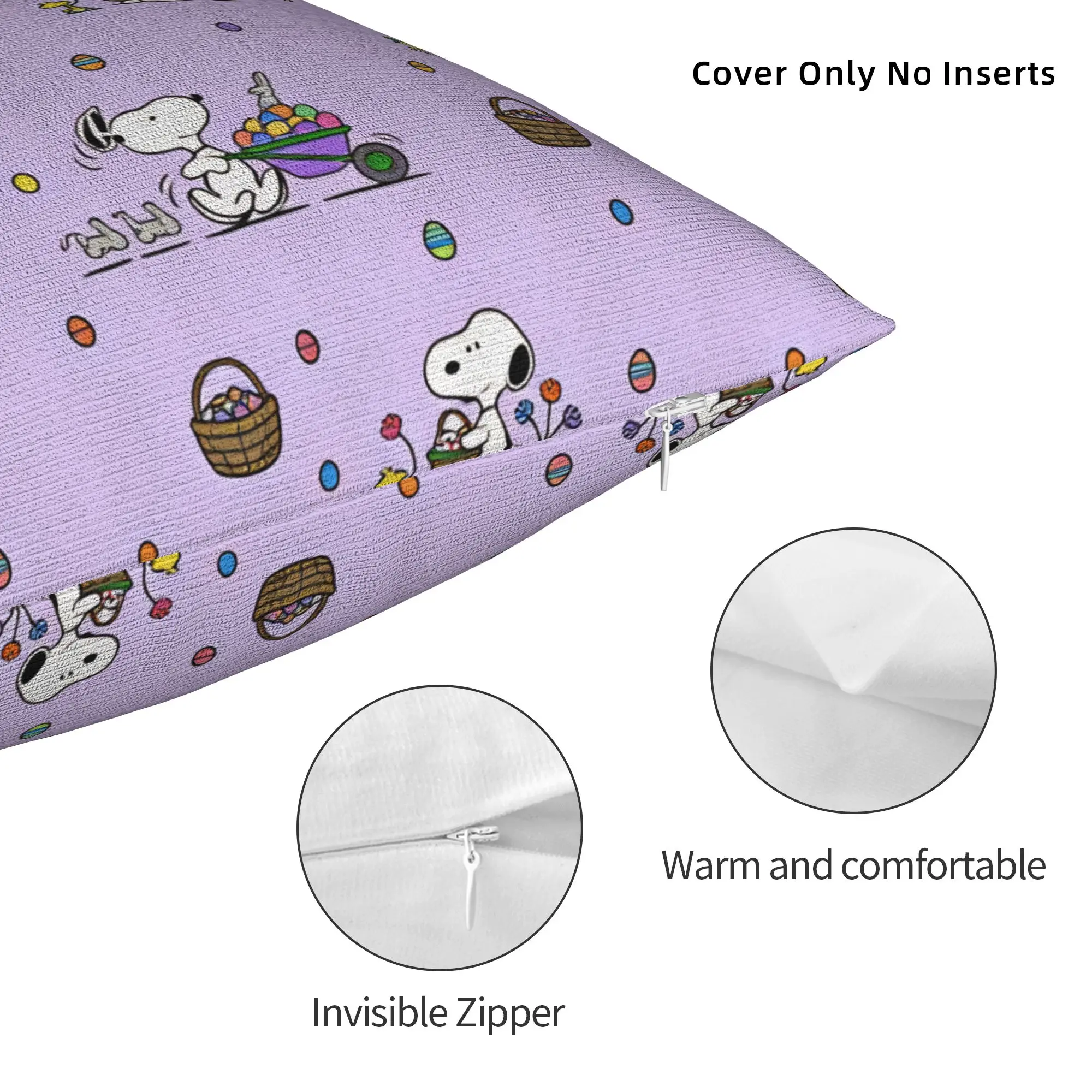 Nordic Snoopy Woodstock Easter Eggs Cushion Cover Soft  Throw Pillow Case Home Decor - view 3