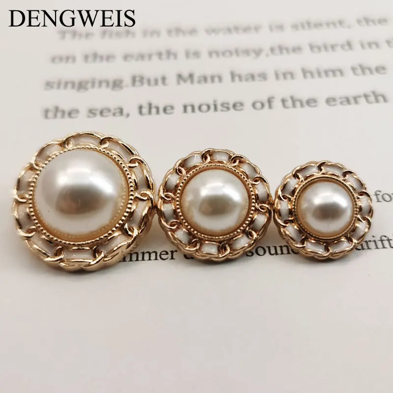 25mm Runde Perle Gold Metall Knöpfe Für Kleidung Frauen Jacke Mantel Kleid Handgemachte DIY Dekorative Nähen Zubehör Großhandel – Detail 5