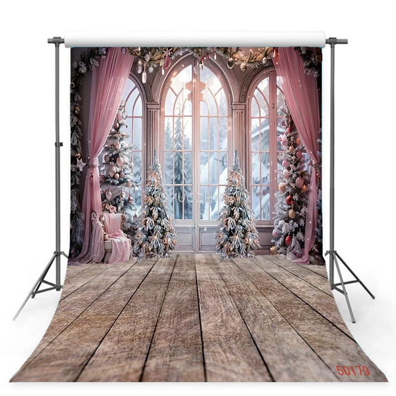 

SHUOZHIKE Thin Cloth Christmas Theme Photography Background Props Pine Tree Family Festival Backdrops For Photo Studio ZM-03