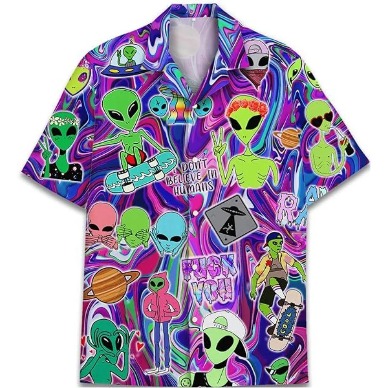 

Field Cat Ocean Pattern Hawaiian Shirt Men Star Moon 3D Printed Aloha Shirts Summer Street Casual Short Sleeve Lapel Blouses