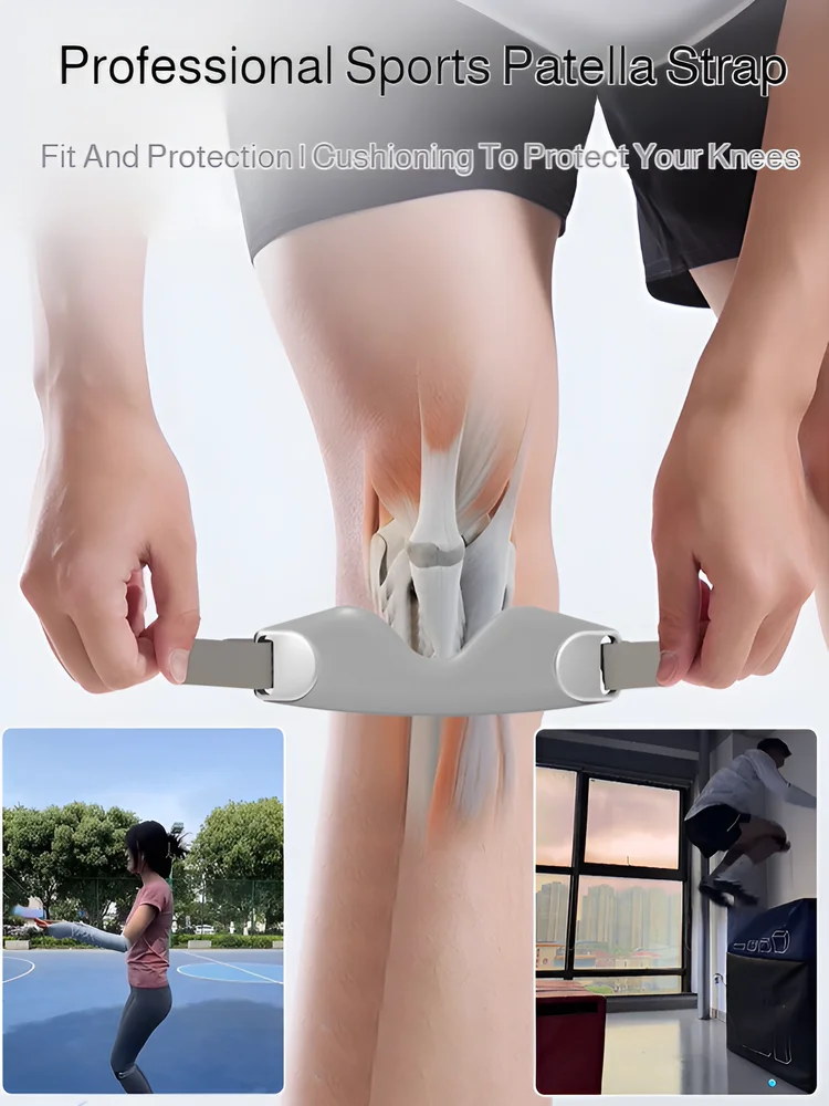 Patella Knee Strap Adjustable 2 Pcs Silicone Patella Belt Knee Pads Knee Tendon Stabilizer Support Band Running Badminton Sports