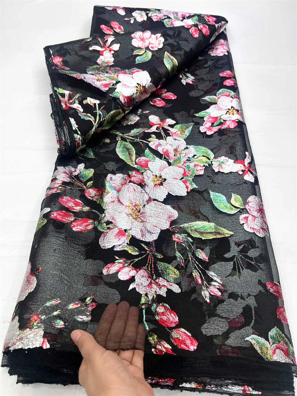 

Popular Multicolor African Flower Damask Lace Fabric 2025 High Quality French Gild Brocade Jacquard Lace For Women Wedding Party