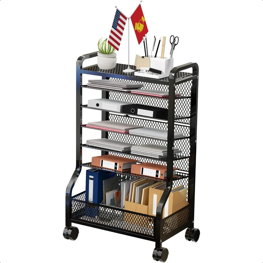 

7 Tier File Organizer Beside Desk Rolling File Cart with Sliding Trays Ideal for Office Organization in Offices Schools and Stu
