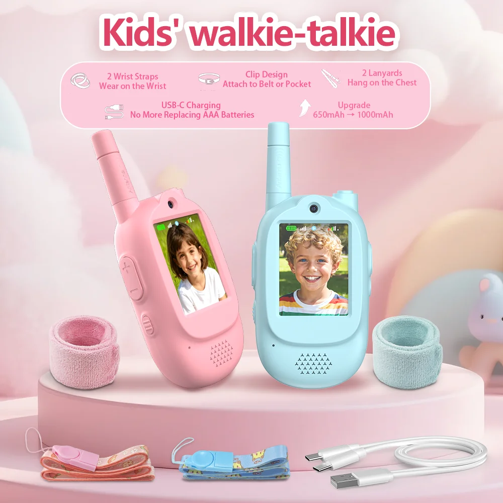 

Детская видеотелефонная рация с HD-экраном, перезаряжаемая через USB-C, с функцией HD-звонков в одно касание, интерком для детей, технологичный подарок для тех, кто любит гаджеты.