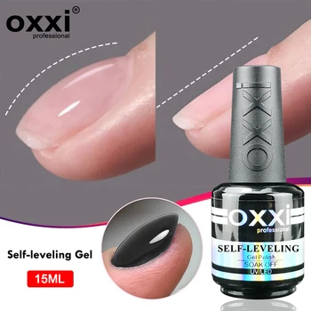OXXI 전문 셀프 레벨링 젤 광택제, 반영구 강화 젤락 네일 아트, 강력한 UV 다기능 젤 바니시, 15ml 