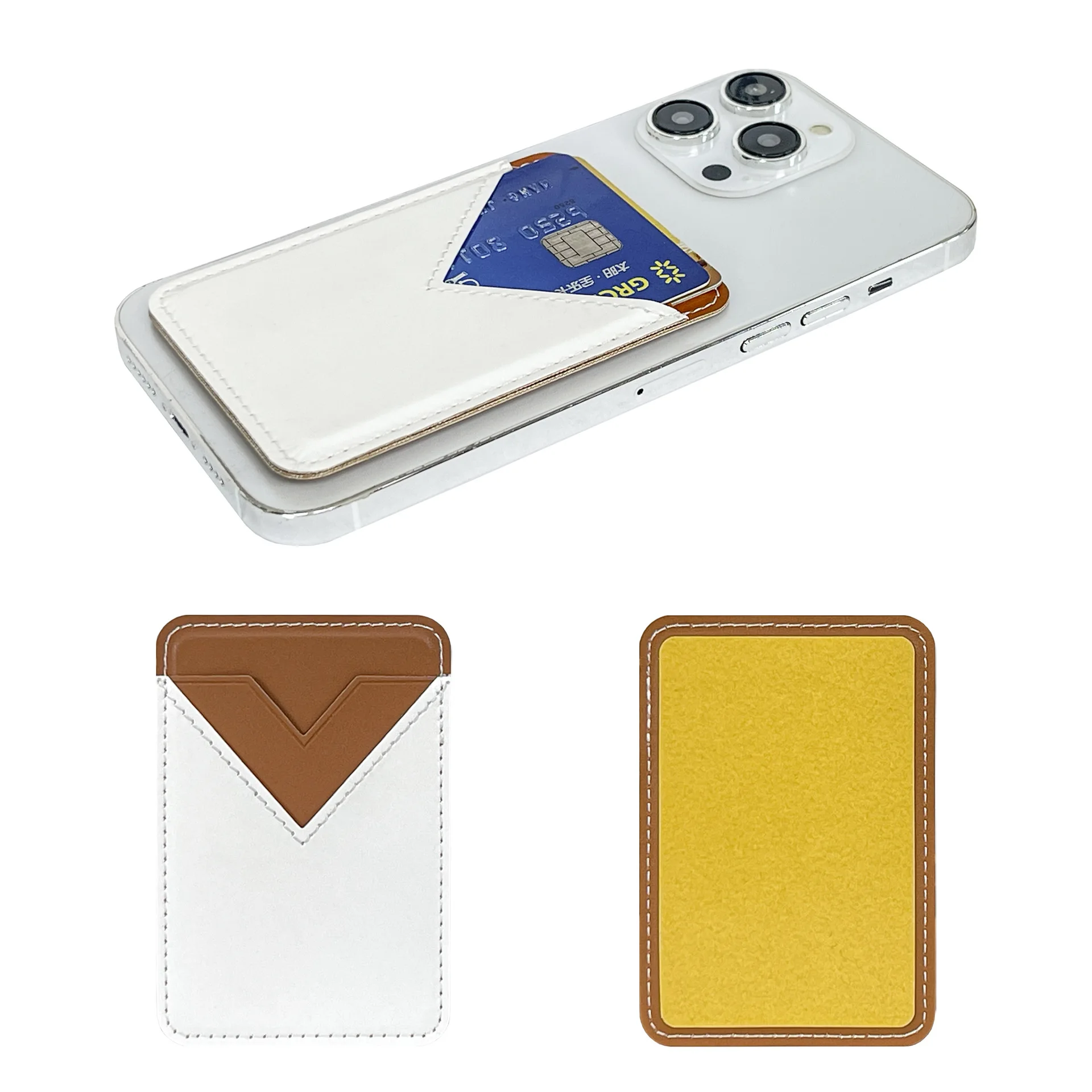 Heat Sublimation PU Leather Mobile Phone Back Sticker Portable Card Holder Heat Transfer Blank Printed Card Case And Card Sleeve