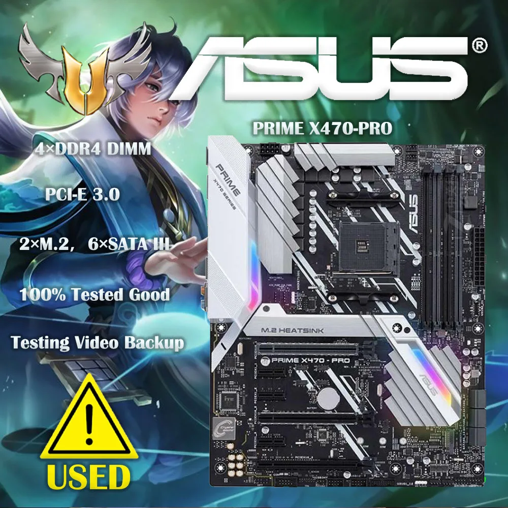 Placa-mãe PRO com chip AMD X470, soquete AM4, Ryzen, 7ª geração, série A, 4 x DDR4, PCI-E 3.0, 2 x M.2, ATX