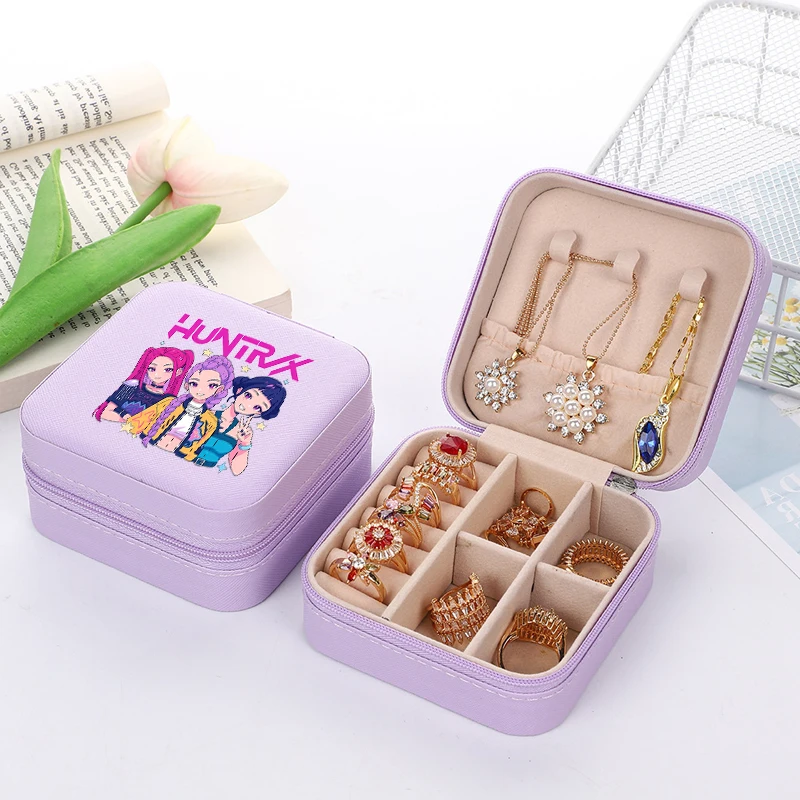 

Kpop Demon Hunters Travel Portable Jewelry Storage Box Organizer Jewelry Case Earrings Necklace Ring Jewelry Boxes Birthday Gift