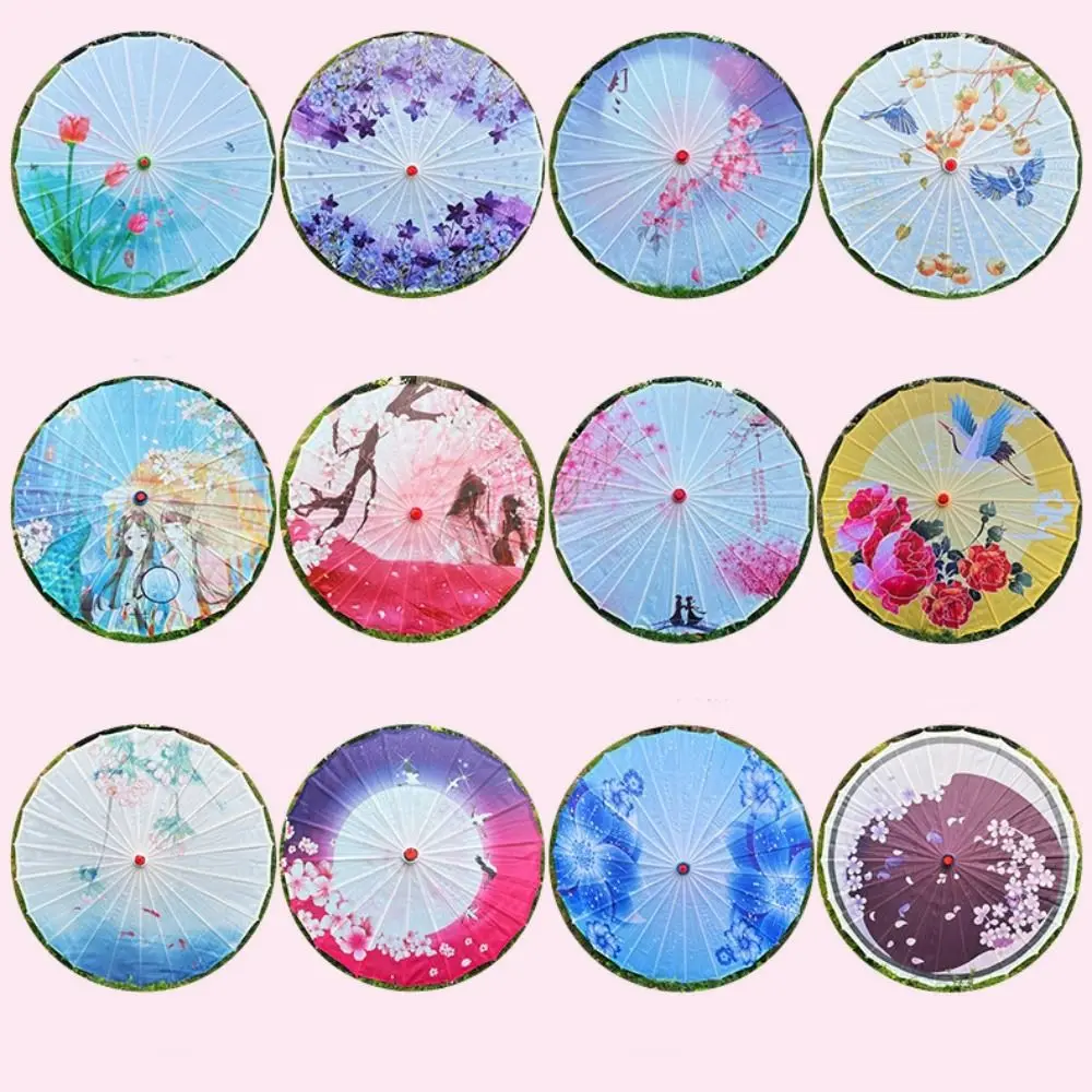 56 centimetri Ombrello Fan Stile Antico Cinese Panno di Seta Cosplay Intrattenimento Musiche E Canzoni Ombrello di Carta Olio 10 Colori Classico Stile Del Giappone Ombrello