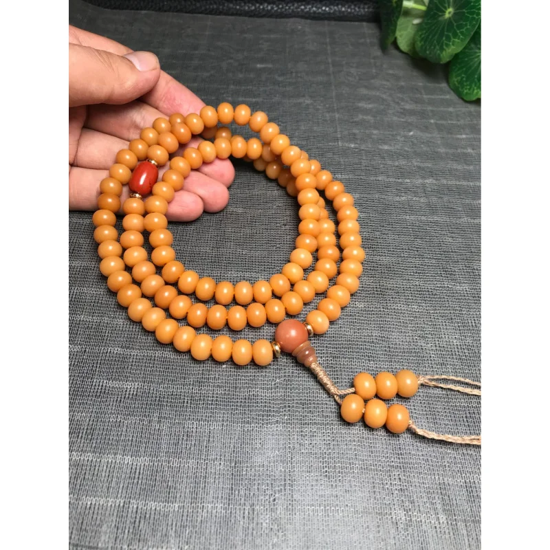 Live Streaming Supply Weathered Bodhi Root108Yellow Chicken Grease Chain Bracelet Sweater Chain Buddha Beads Rosary Redstone Pot