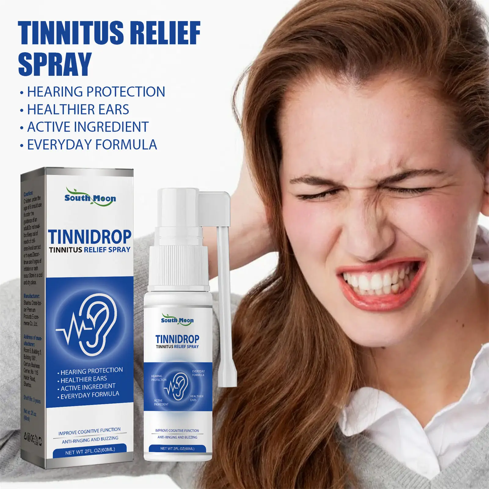 

60ml Tinnitus Relief for Ringing Ears Quick Dry Formula Ear Cleaning Solution for Men Women Adults Elders UND Sale