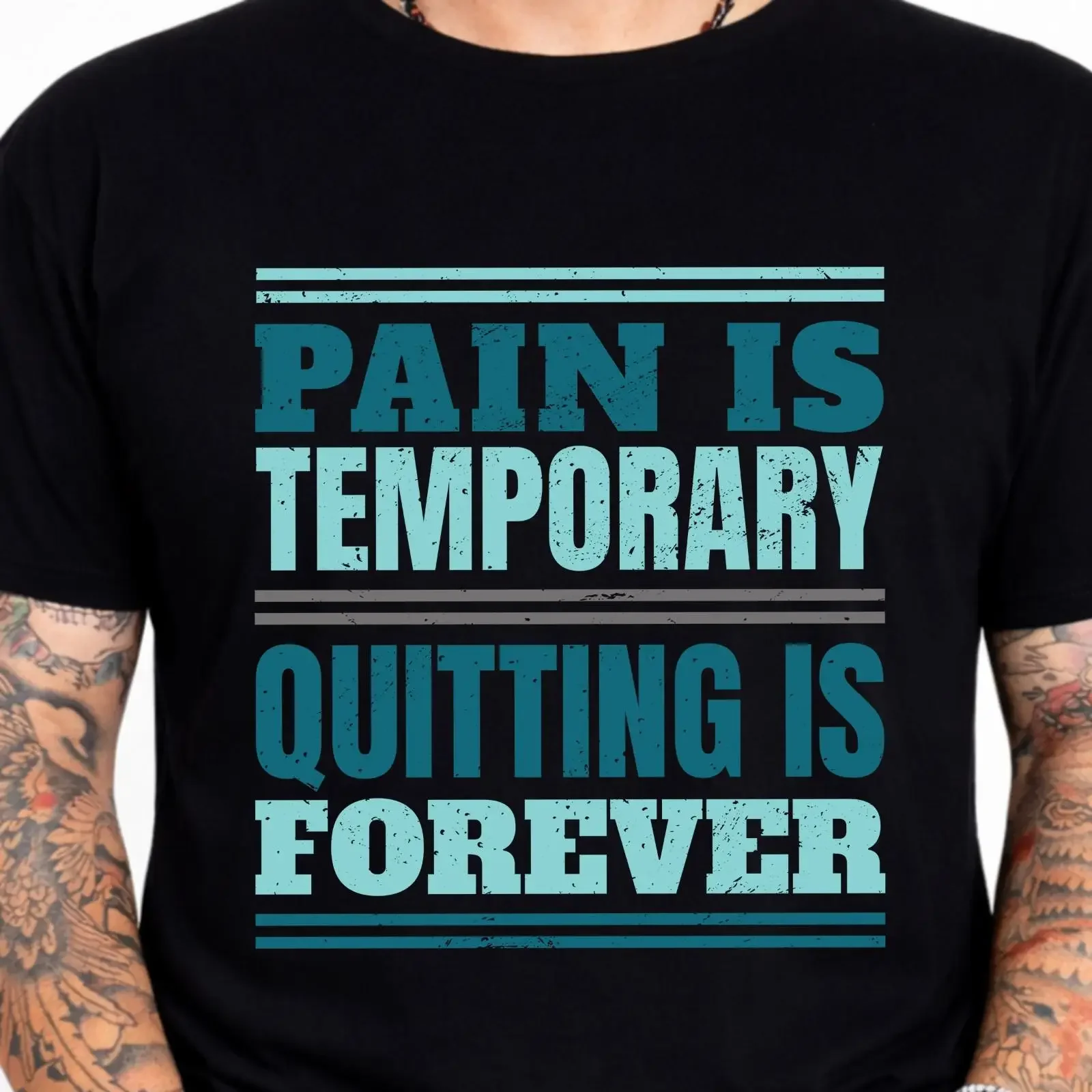 Pain Is Temporary Quitting Forever Motivational Gym Workout Quote T Shirt vintage Washed streetwear Slightly Stretched