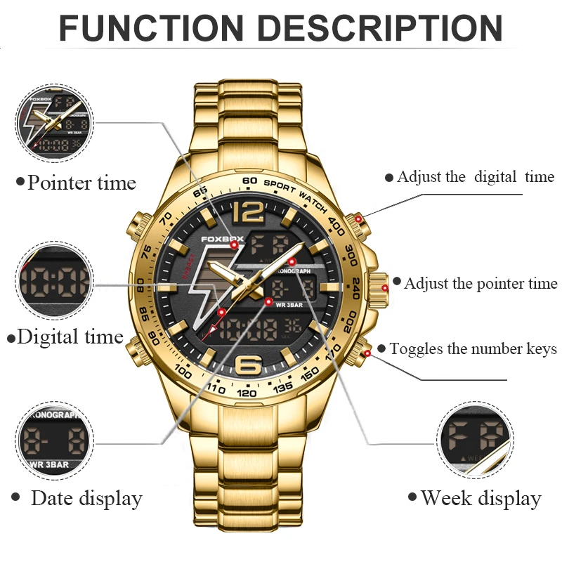 LIGE Luxury Original Big Men Sports WristWatch  Quartz Steel Waterproof Dual Display Clock Watches Relogio Masculino For Men