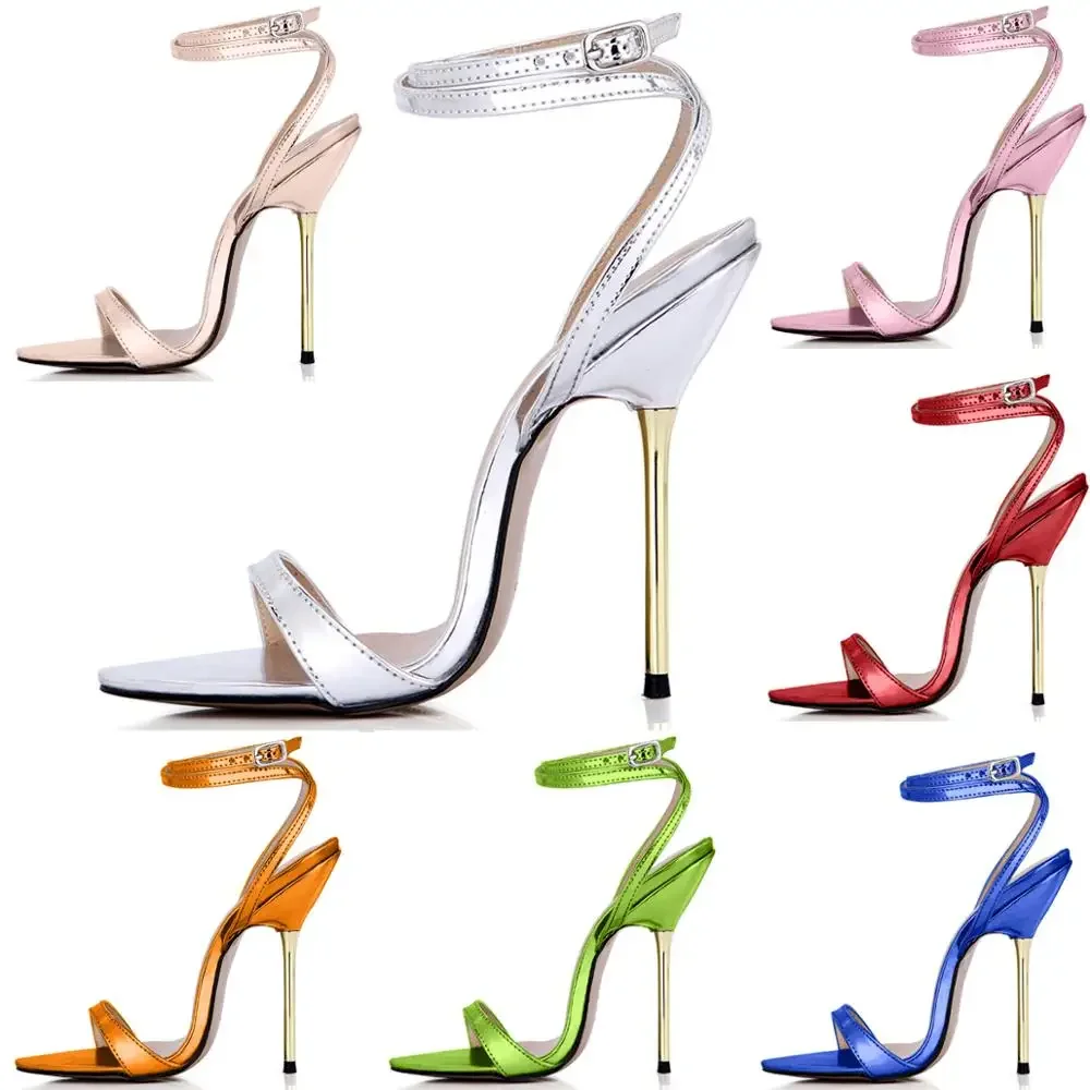 

Sexy Fashion Dress Party Ankle Strap Stiletto Women Metal High Heel Sandals Bride de Cheville Talon Haut Aiguille 3845-i