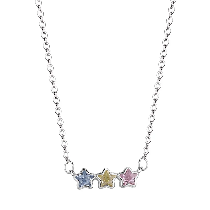 European New 925 Silver Mood Dopamine Sparkling Colorful Zircon Necklace as a Female Birthday Party Gift