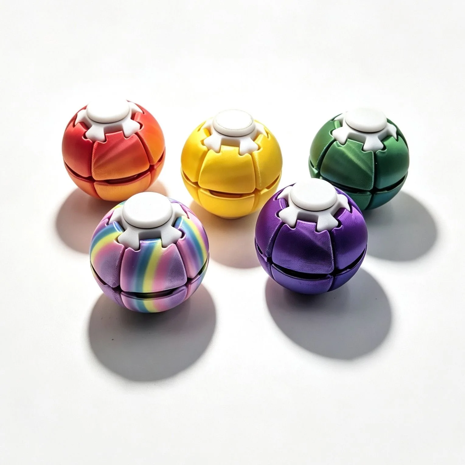 7.5cm 3D Printed Gear Ball Rotating Ball Movable Fidget Spinner Stress Reducing Toy Model Desktop Creative Decoration Gift