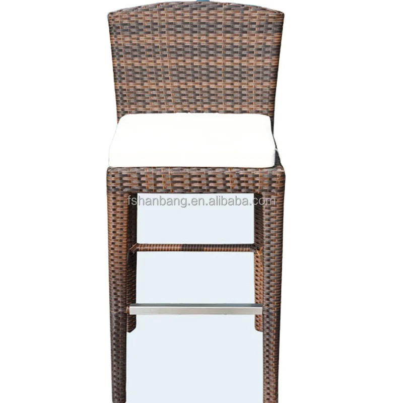 

Плетеные барные стулья с высокой спинкой из пластиковой смолы и ротанга для патио на открытом воздухе