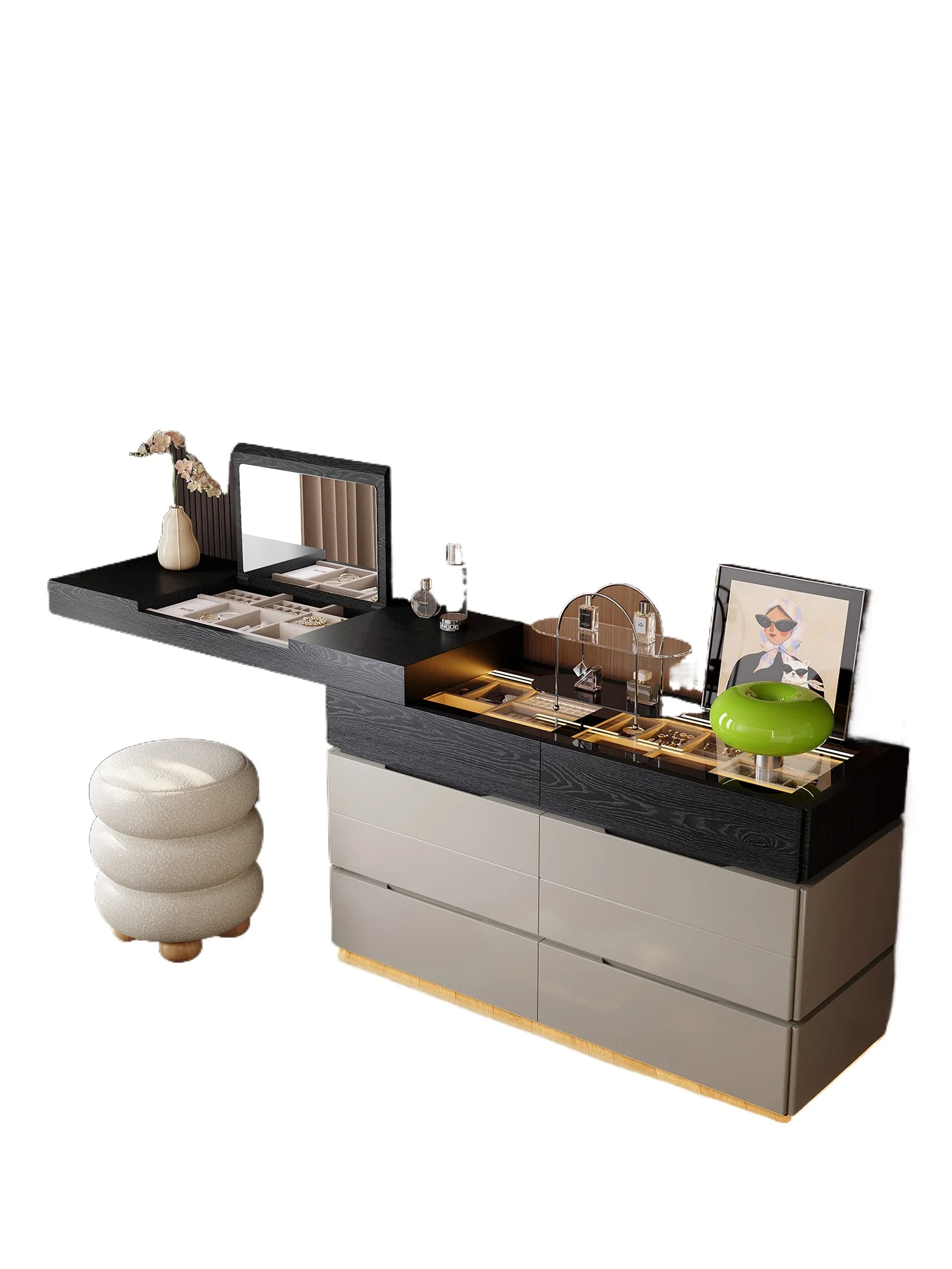 

Комод-тумба для спальни, интегрированный, простой, новинка 2025 года, прикроватная тумбочка для украшений, премиум-класса, с откидной крышкой, туалетный столик