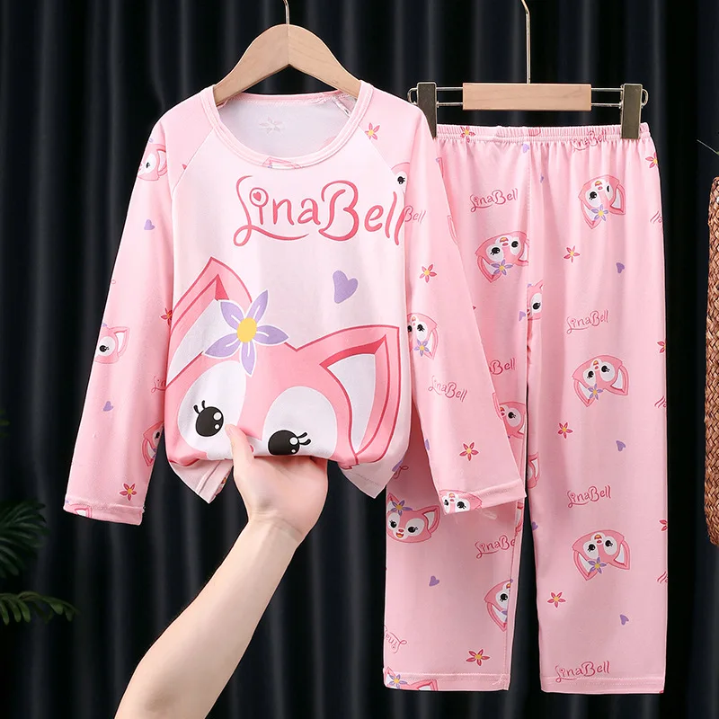 Hello Kitty Children Pajama Sets Long Sleeved Casual Boys Girls Home Clothing Set Comfortable Soft Warm Sleepwear Autumn Winter