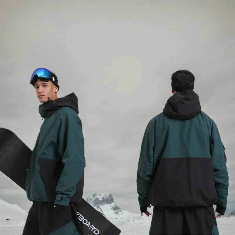 

Men Women Loose Ski Jackets Winter Warm Windproof Waterproof Ski Wear Outdoor Sports Snowboard Coat Splicing Single Double Board