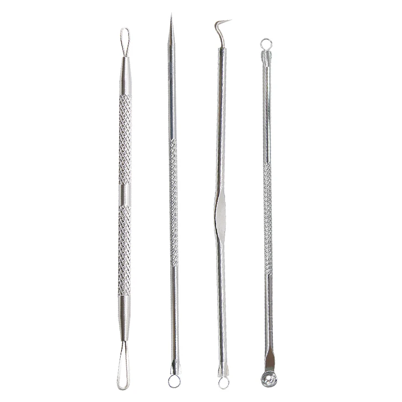 إبر للضغط على أدوات حب الشباب ملعقة لتنظيف الوجه كوميدون النازع منظف المسام نقطة سوداء بثرة أداة إزالة الرؤوس السوداء