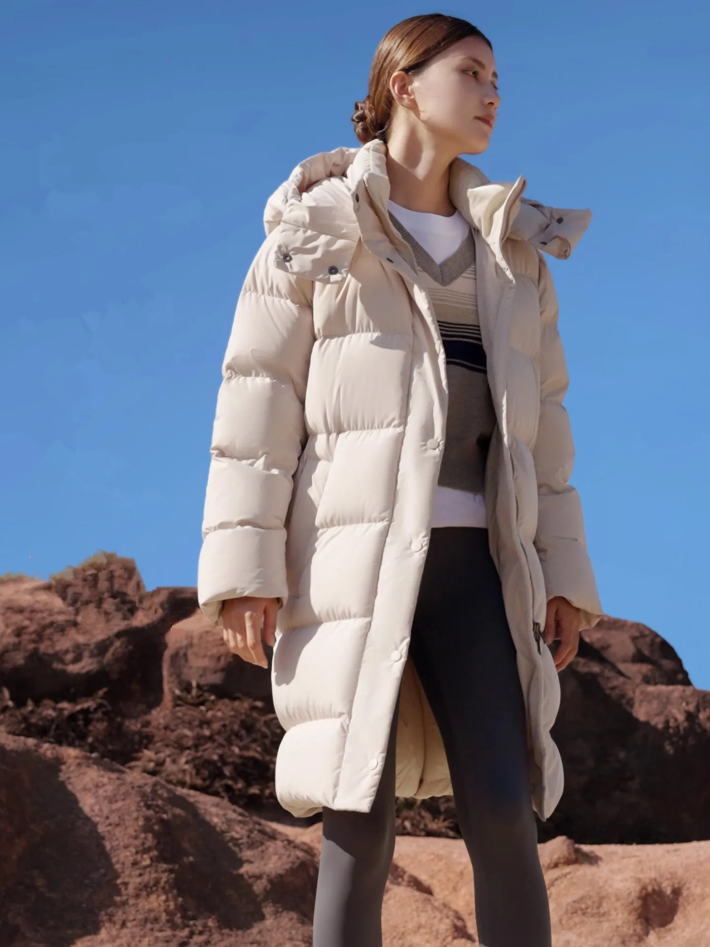 سترات نسائية شتوية من ريش الإوز سميكة للغاية دافئة مثل لحاف بقلنسوة معاطف طويلة بطة أسفل سترات منتفخة على الموضة الكورية باللون الأسود