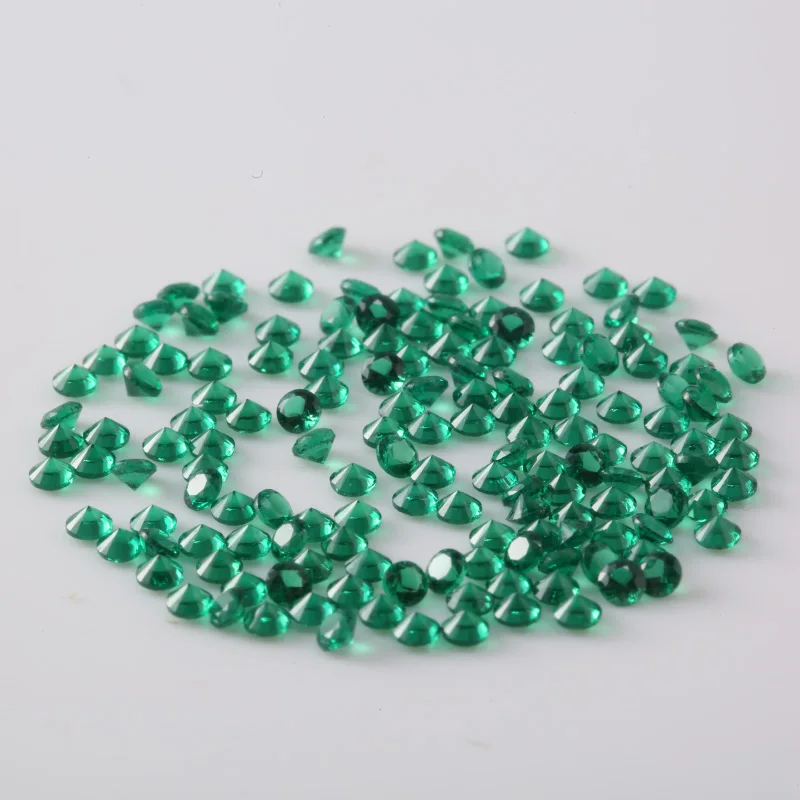 1000pcs/bag 0.9mm~3.0mm Round Brilliant Cut 5A Nano Green Ruby Red Corundum Wax Setting 113# Blue Synthetic Loose Stones For DIY