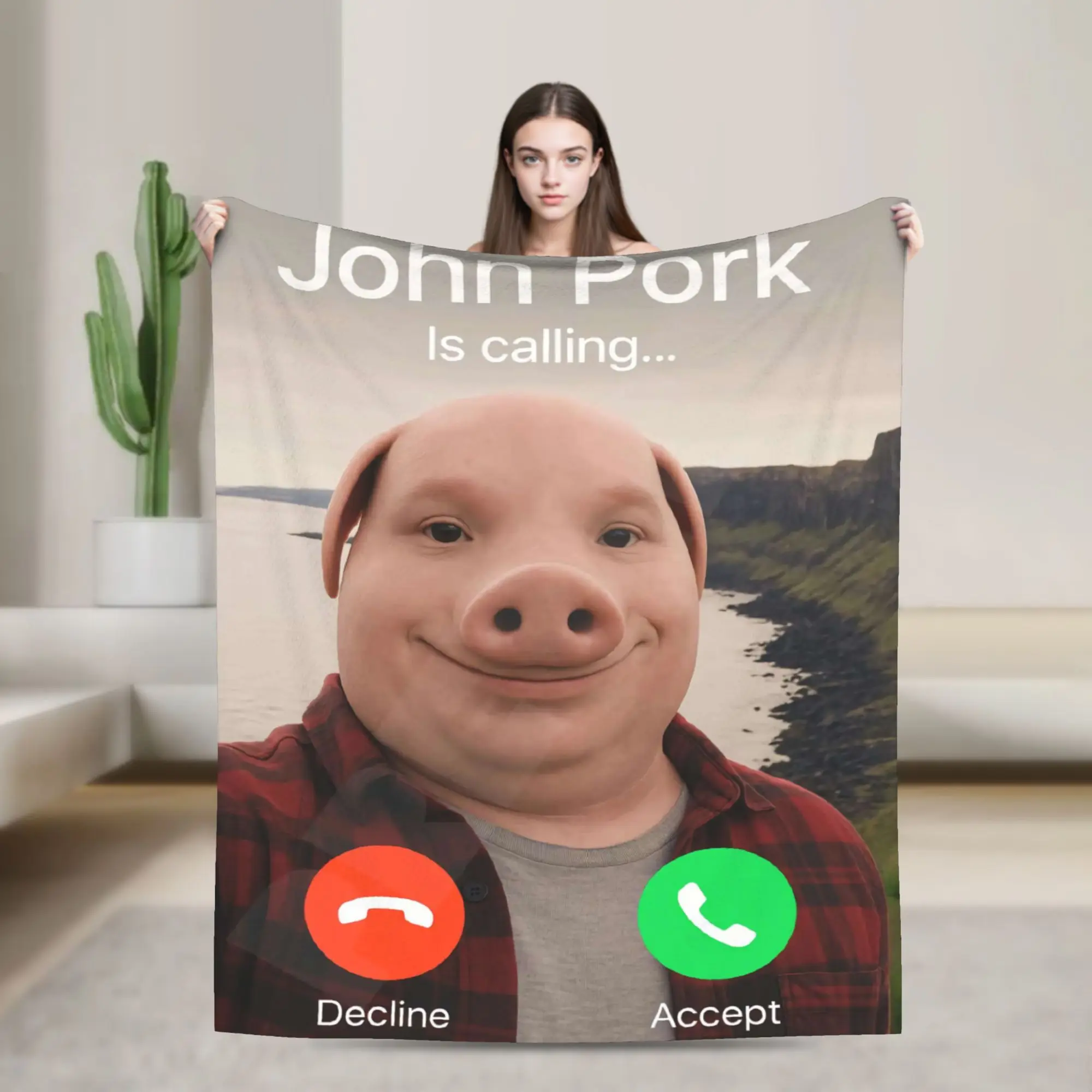 John Pork is Calling Plush Blanket Kids Adult  Flannel Throw Blanket For Bedroom Soft Design Quality Bedspread Gift Idea