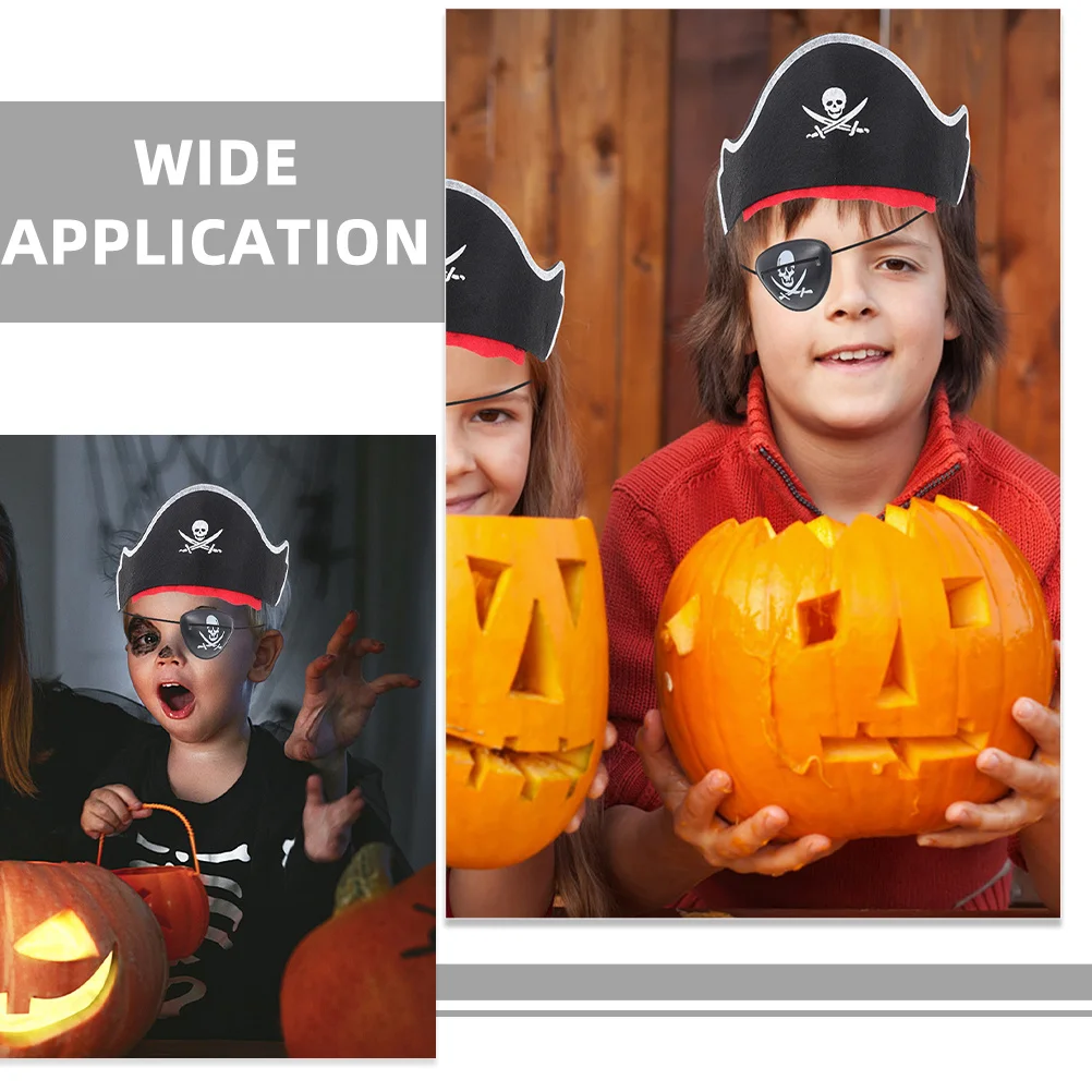 6Pcs Pirate Costume Set Halloween Pirate Hat Eye Patches Accessories Party Cosplay Dress Up for Kids Classic Costume Cap