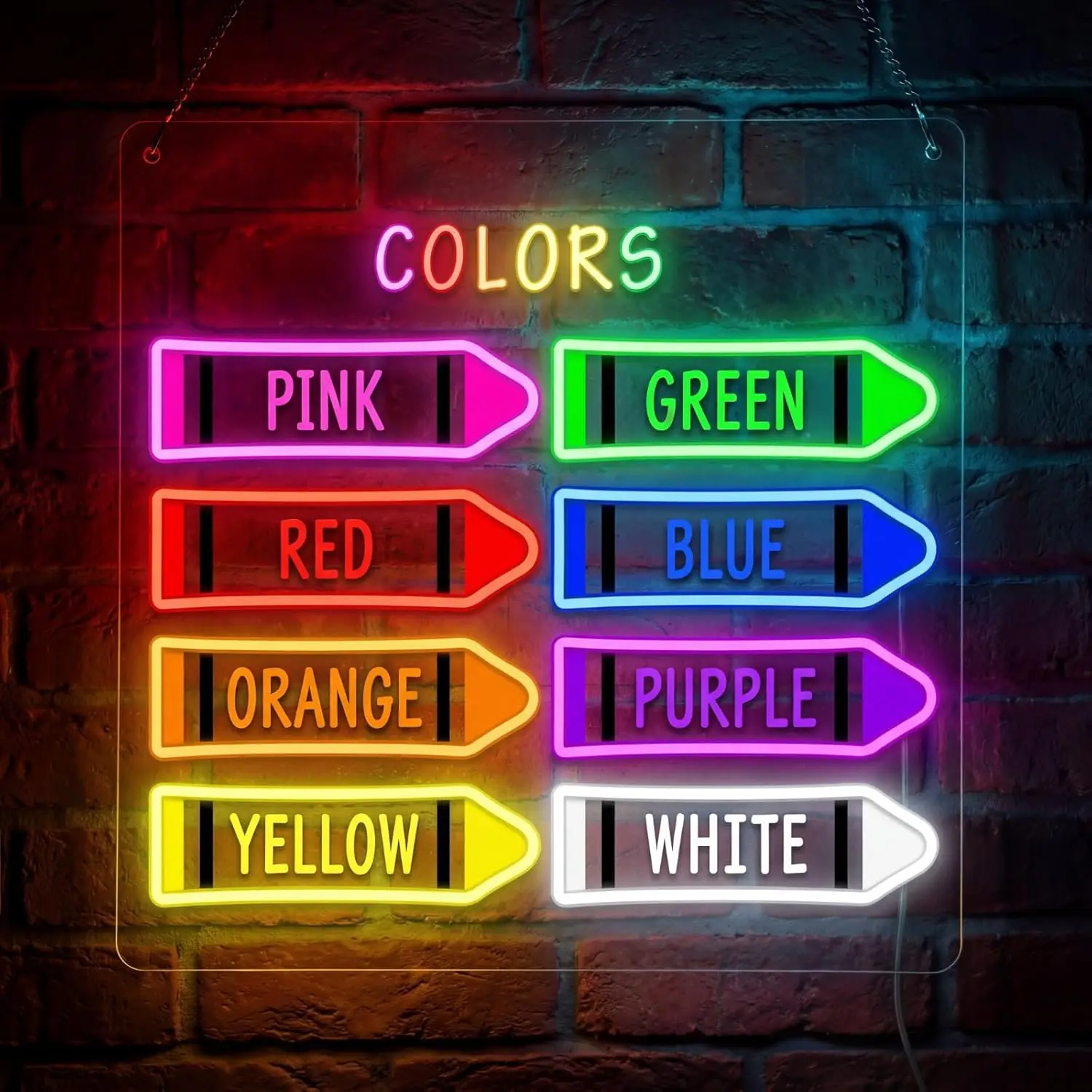

Crayon Neon Sign USB Powered LED Light for Classroom Playroom Kindergarten Kid's Room Bedroom Aesthetic Decoration Gift
