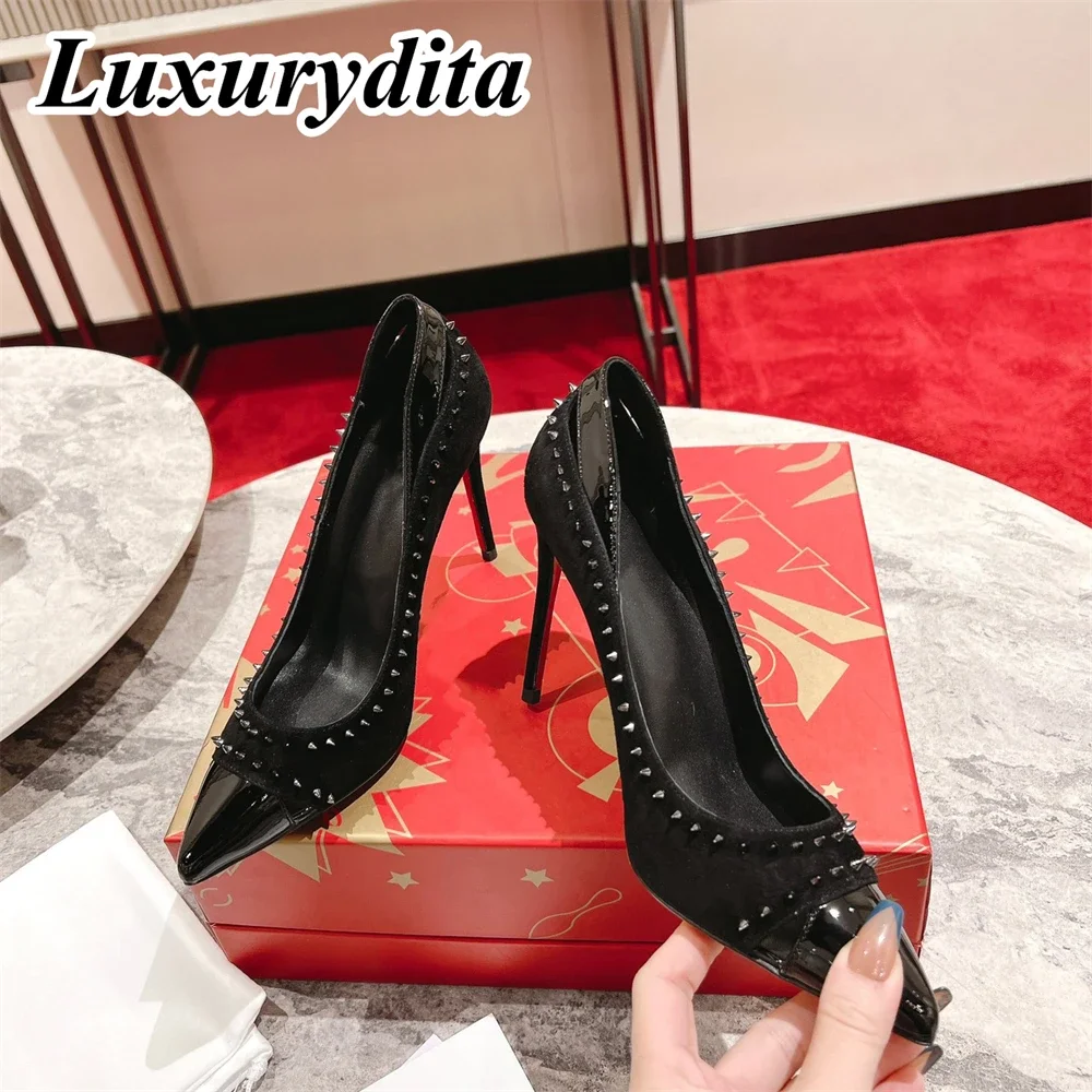 

Top Quality Womens High Heels 0-12cm Luxury Fashion Ladies Sandals Designer Classic Red Heel Real Leather sole Mules Shoes 2117