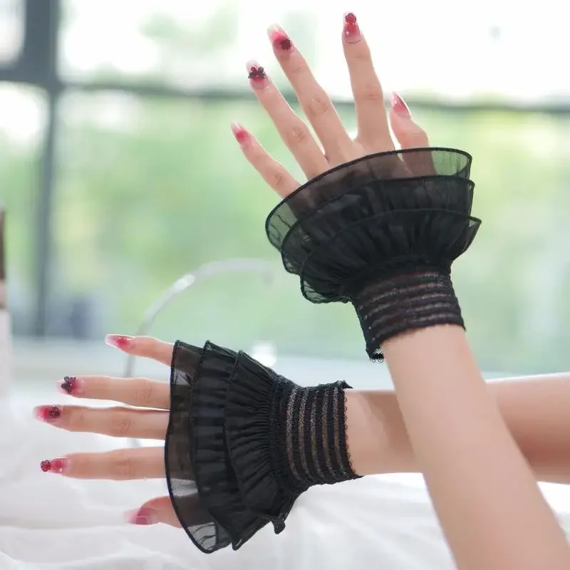 1 คู่เล็บภาพสามชั้นตาข่ายลูกไม้ตกแต่งแขนเล็บแสดงแขน DIY พื้นหลัง Prop เล็บเครื่องมืออุปกรณ์เสริม