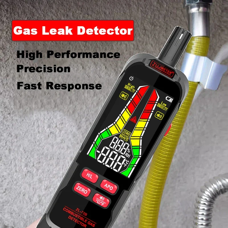 Portable Gas Leak Detector Alarm Combustible Gas Detector Co2 Flammable Alcohol LPG Methane Analyze Tester Audible Visual Alarm