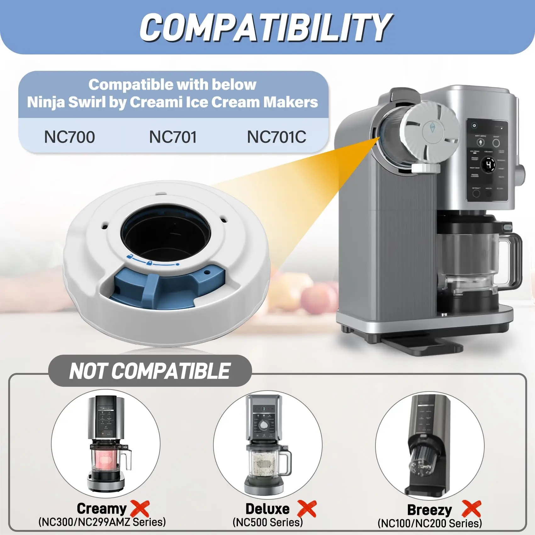Replacement Dispenser Lid for Ninja NC701 NC700 Series Ice Cream Maker Swirl Press Assembly Replacement Accessories