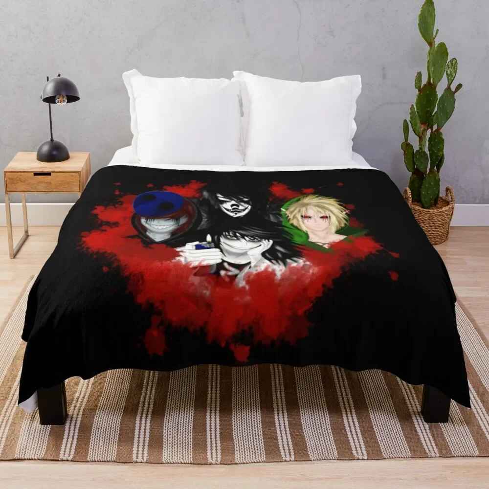 

creepypasta Throw Blanket Nap funny gift Blankets For Bed Travel Blankets