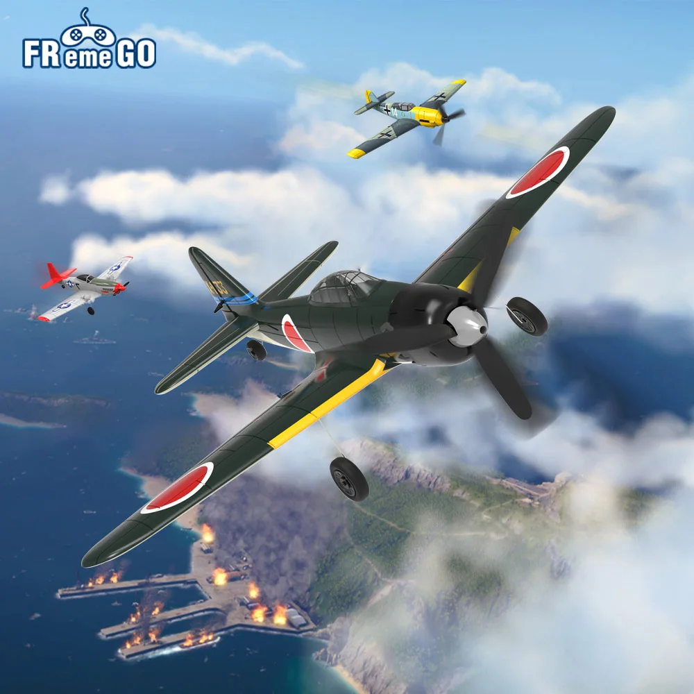 

FREMEGO 400mm Zero/BF109/Spitfire/P40/P51D Mustang/F4U Corsair 4-Ch RC Plane 2.4G 6-Axis RTF A6M Airplane RC Fighter Toys Gifts